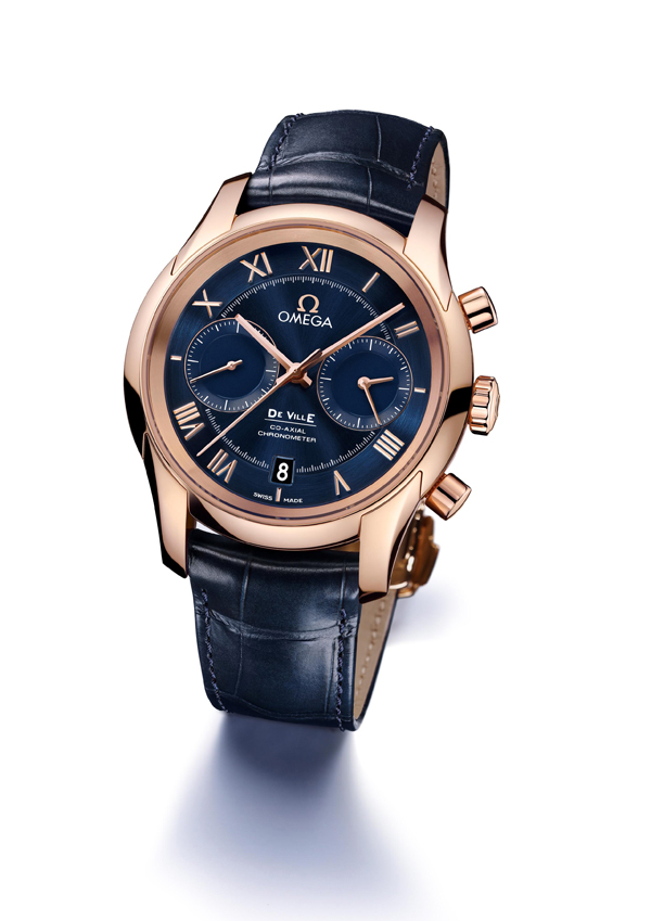 blue leather strap Omega De Ville replica