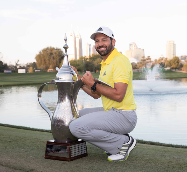 black dial replica Omega Seamaster watches and Sergio Garcia