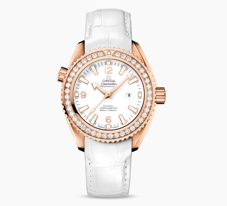 The 18k rose gold fake watches have white leather straps.