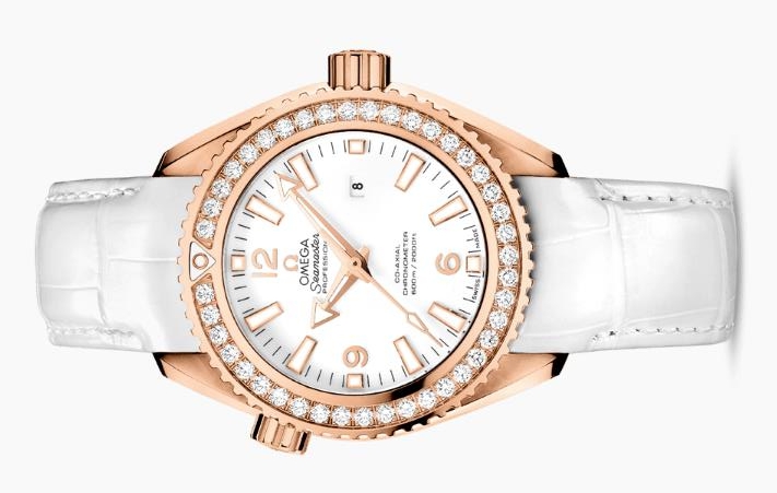 The white dials fake watches are decorated with diamonds.