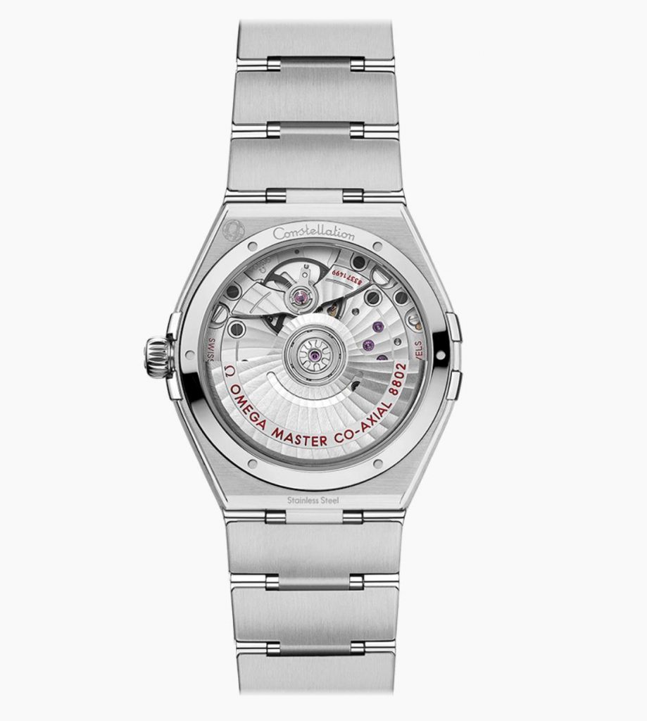 The stainless steel fake watch is designed for women.